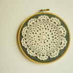 Doily Embroidery Hoop Art - Flower On Desert -..