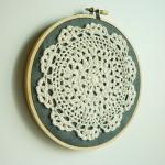 Doily Embroidery Hoop Art - Flower On Desert -..