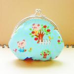 Small Metal Frame Blue Pouch Bag - Little Pig And..